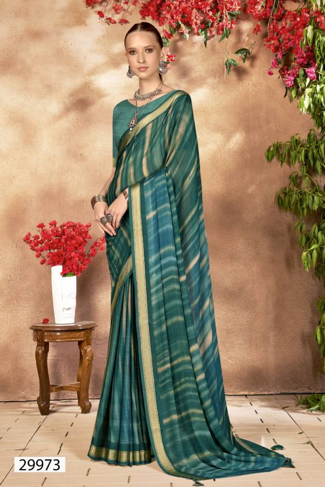 Remi By Vallabhi Solid Moss Chiffon Printed Sarees Suppliers In India